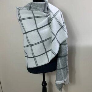 Loft shawl shrug 26” inches wide X 78” inches long gray & white